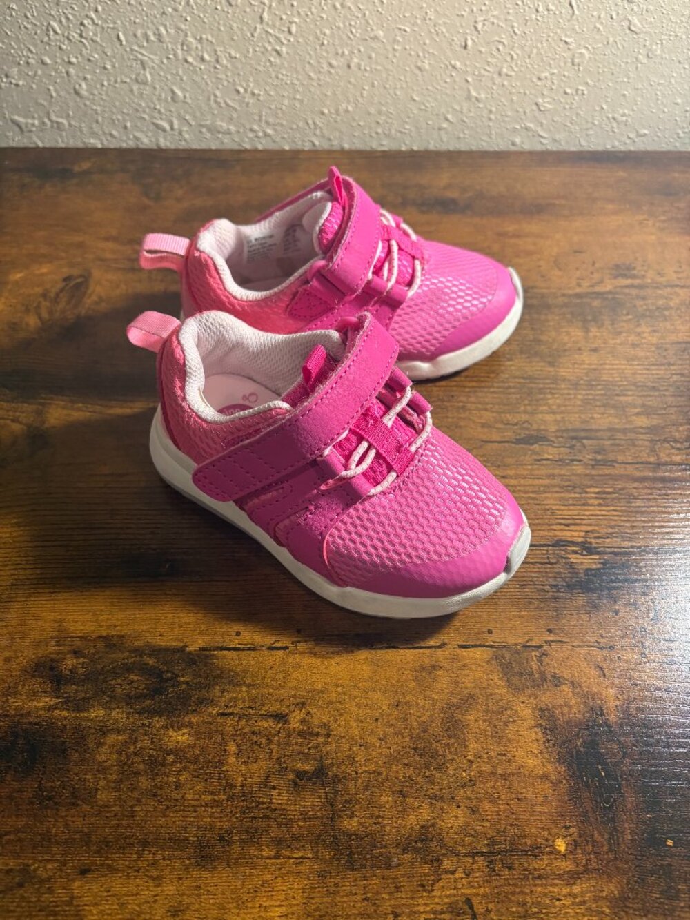 Girls Hot Pink Athletic Sneakers with Velcro Strap
